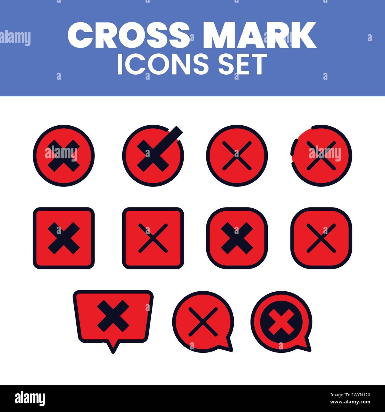 Red Cross Mark Icons Set Illustration Wrong Cross Mark Vector Sets Cross Stock Vector