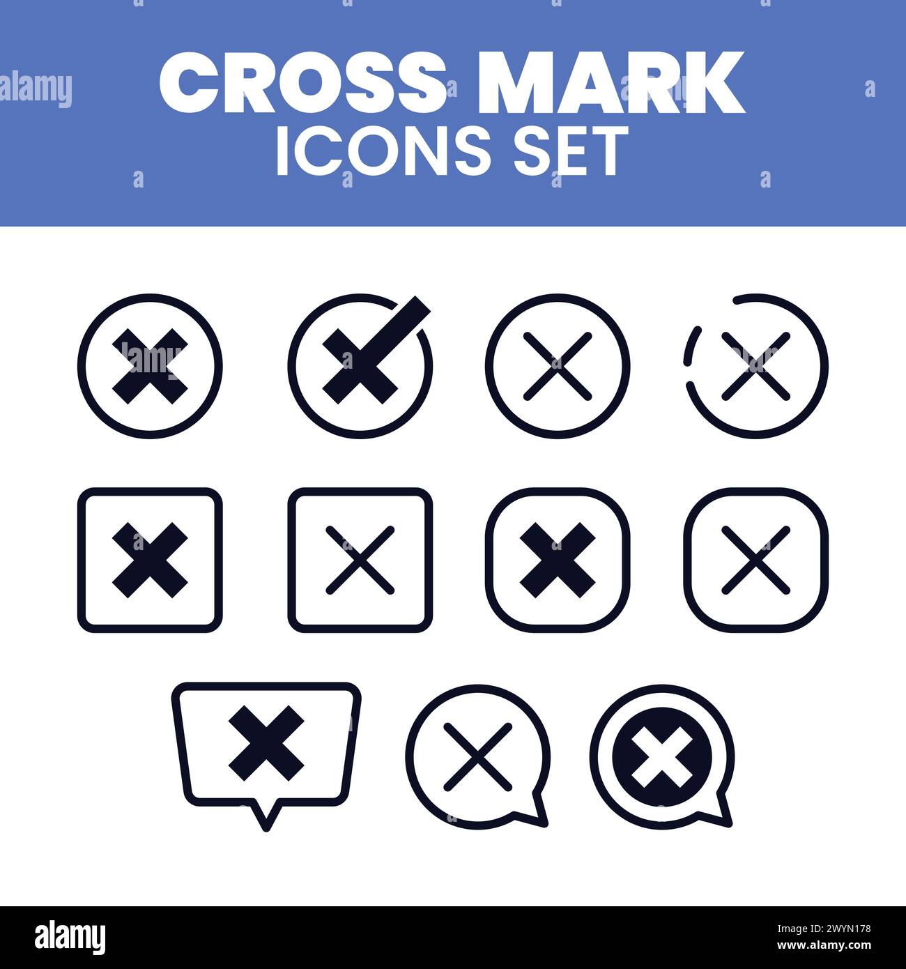Red Cross Mark Icons Set Illustration Wrong Cross Mark Vector Sets Cross Stock Vector