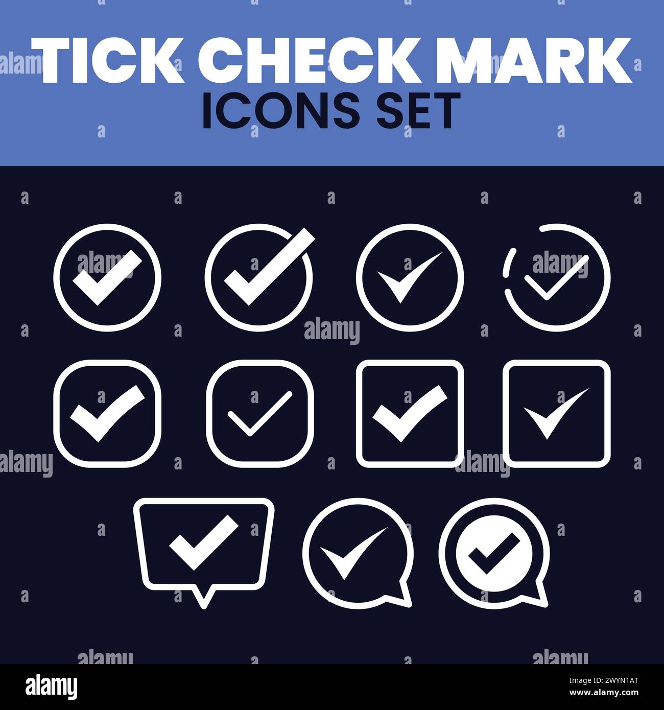 Check Mark Icons Set Vector Tick Mark Illustration Correction Mark Approve Line TIck Check Mark Icons Set Stock Vector