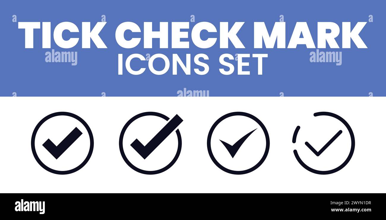 Check Mark Icons Set Vector Tick Mark Illustration Correction Mark Approve Line TIck Check Mark Icons Set Stock Vector