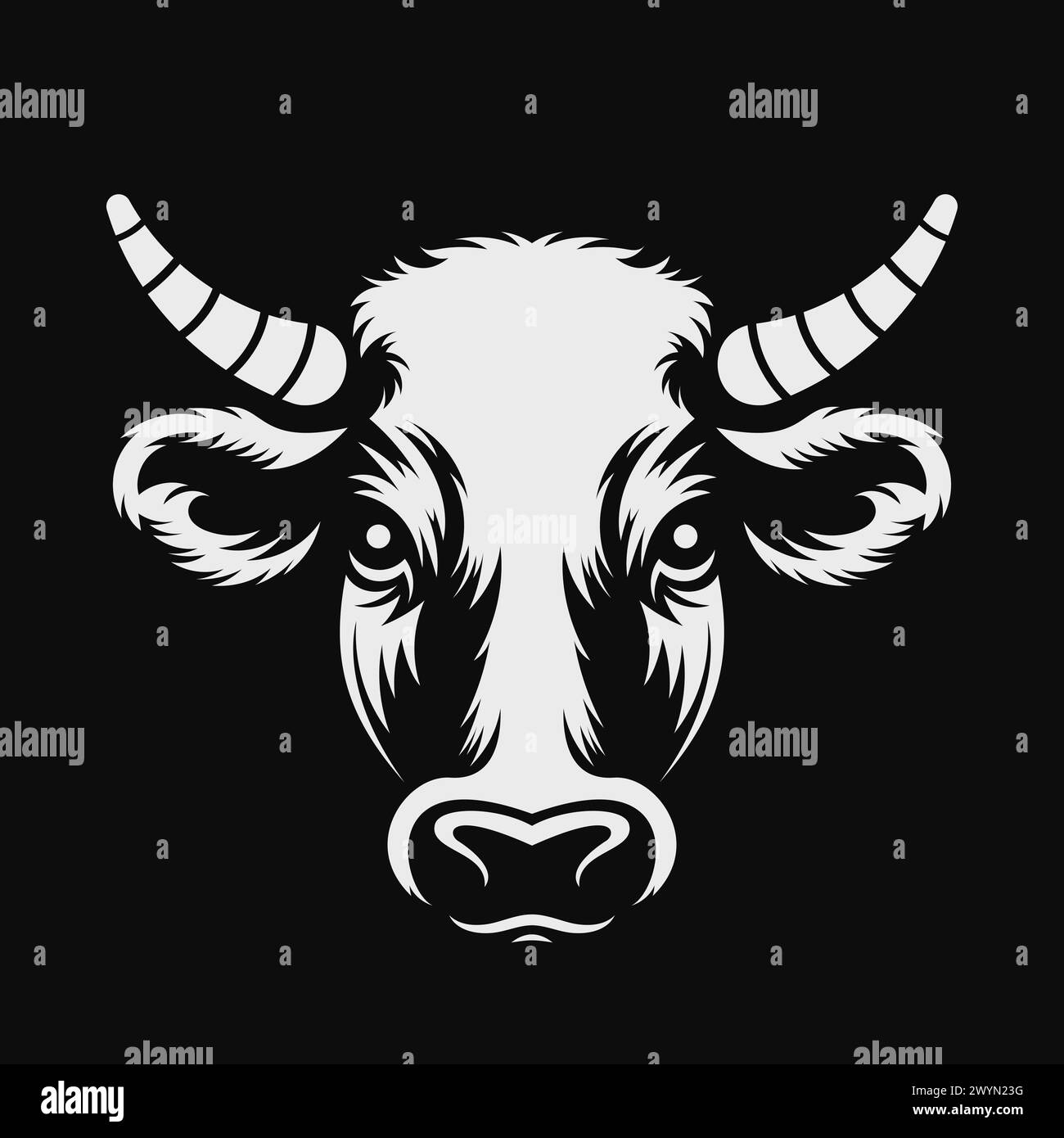 Cow head logo. Black and white emblem. Vector illustration EPS10 Stock Vector