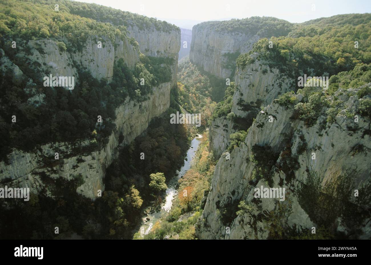 Salazar River, Foz de Arbayun, Sierra de Leyre, Navarre, Spain. Stock Photo