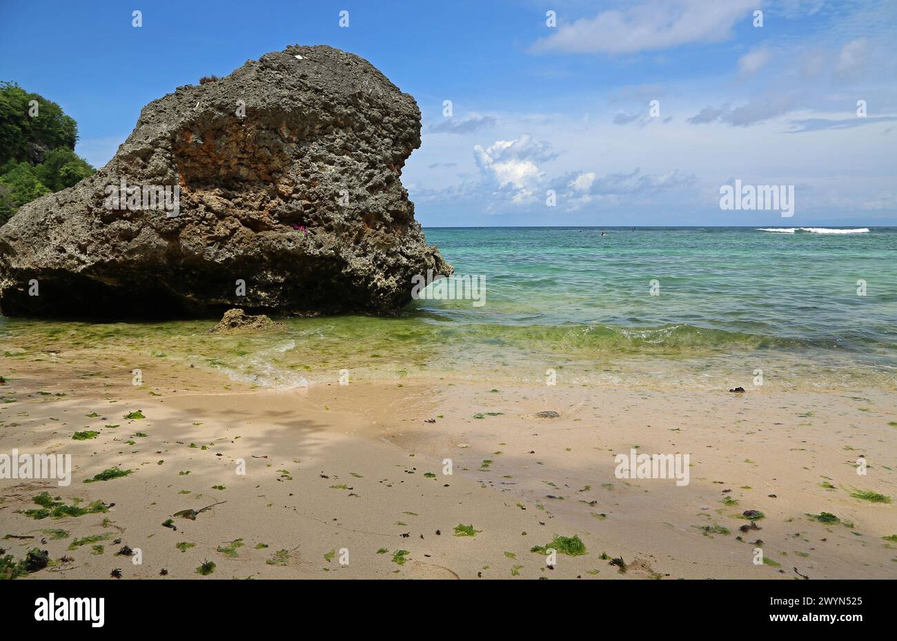 Volcanic rock on Padang Padang Beach - Bali, Indonesia Stock Photo