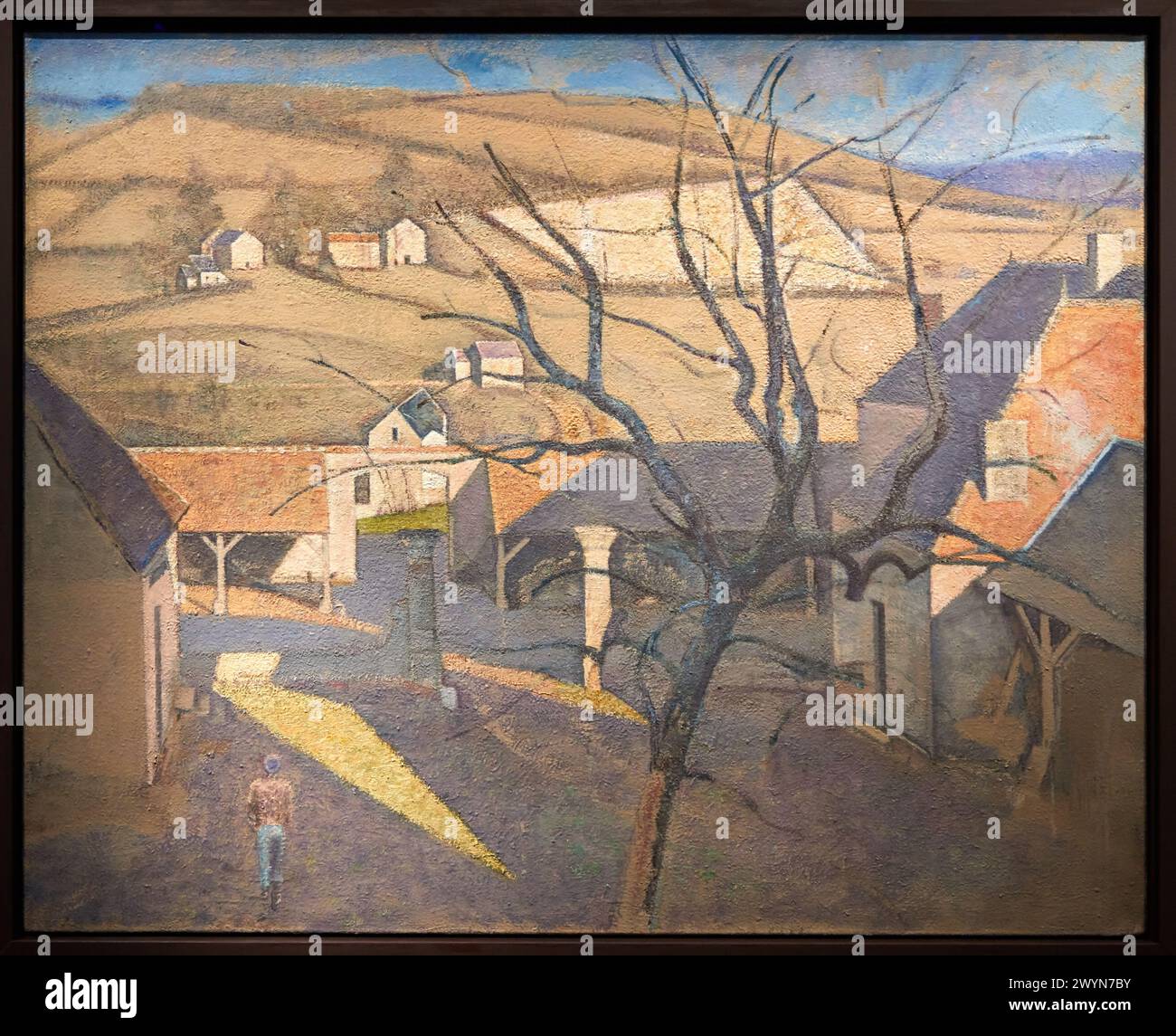 'Farmyard at Chassy (Large Landscape with Tree)', 1960, Balthus, Thyssen Bornemisza Museum, Madrid, Spain, Europe. Stock Photo