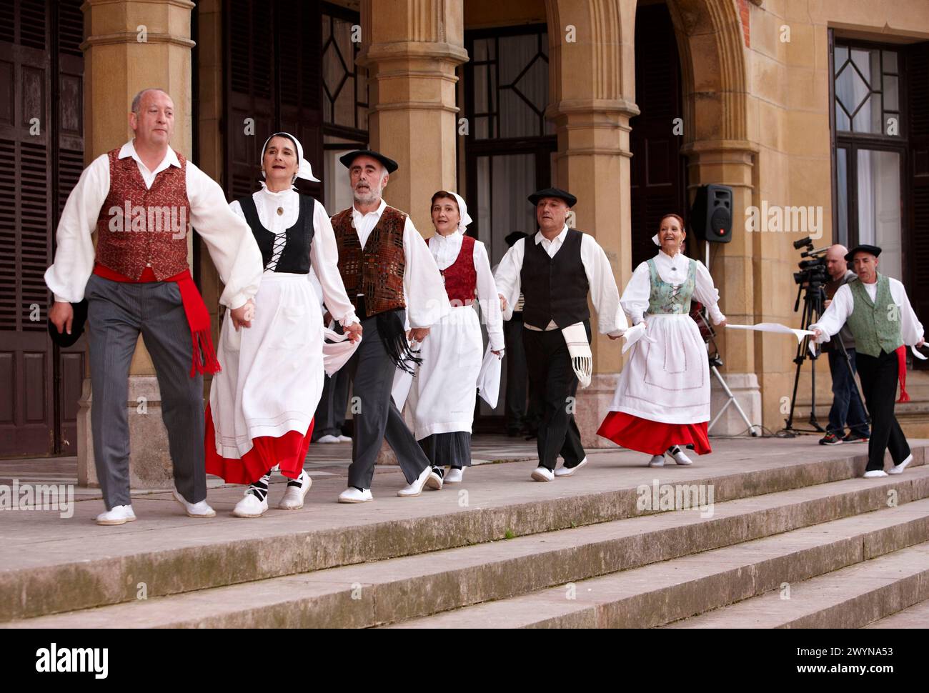 Basque dances, Palacio de Miramar, San Sebastian, Guipuzcoa, Basque Country, Spain. Stock Photo