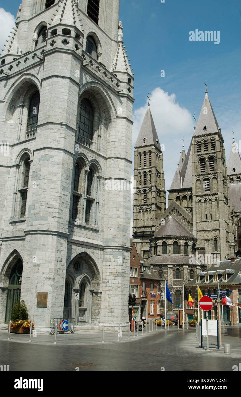 Beffroi, Notre Dame cathedral. Tournai. Hainaut, Belgium. Stock Photo