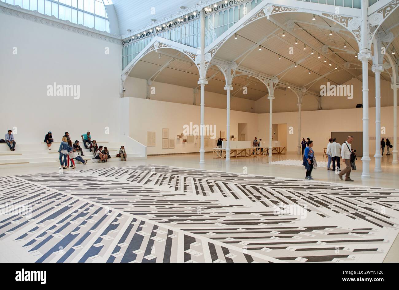 Esther Ferrer Art Exhibition, Palacio de Velázquez, Parque del Retiro, Museo Nacional Centro de Arte Reina Sofia, Madrid, Spain, Europe. Stock Photo