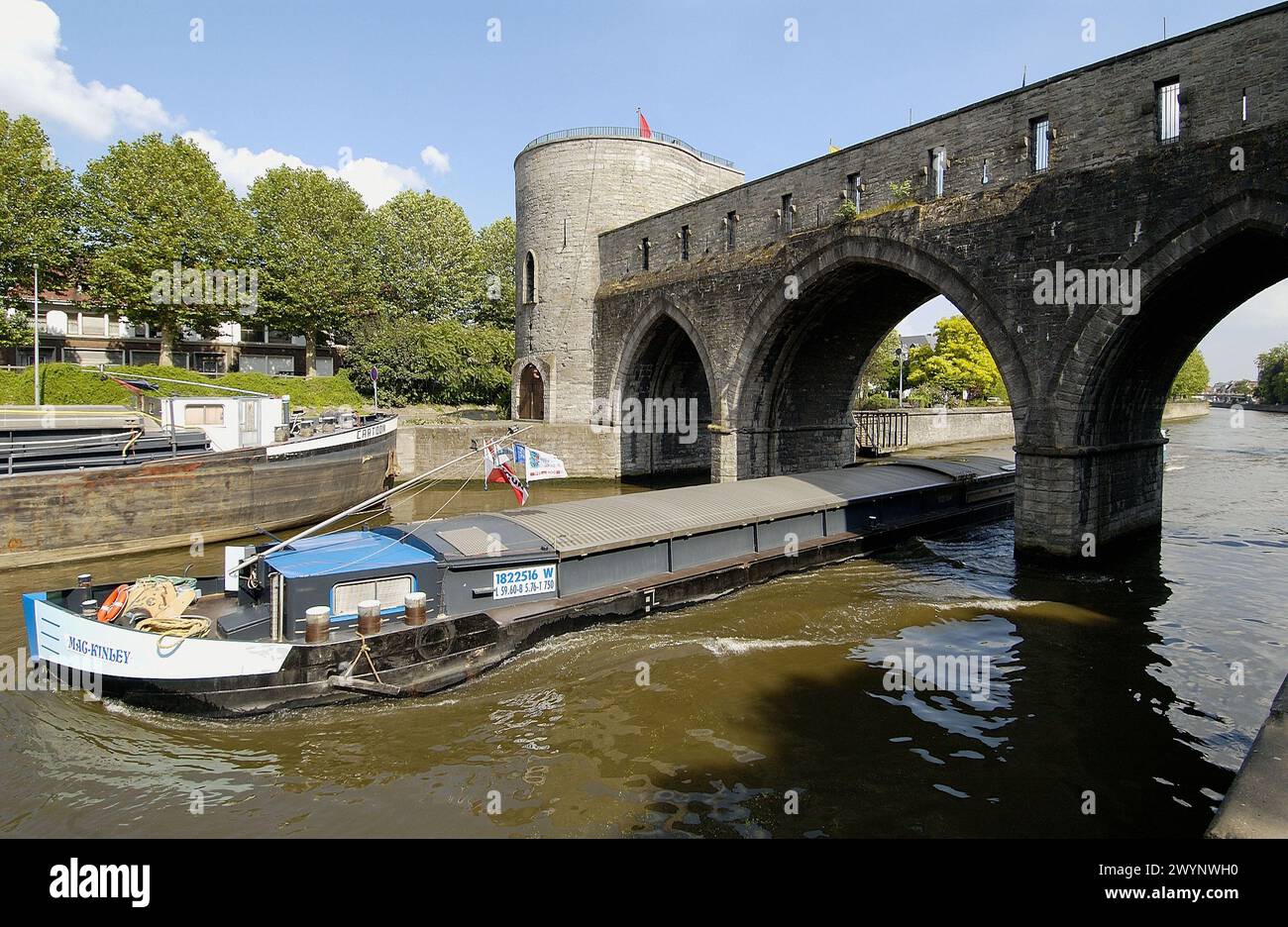 Pont des Trous bridge over Escaut river. Tournai. Hainaut, Belgium. Stock Photo