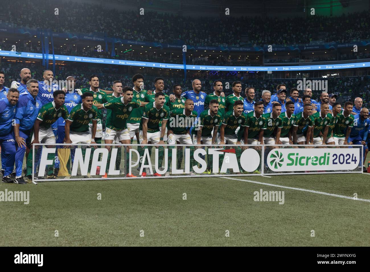 São Paulo (SP), March 7, 2024 - Football / Palmeiras vs Santos - Palmeiras team posed for picture, during the match between Palmeiras and Santos, valid for the final of the Campeonato Paulista de Futebol, held at Allianz Parque on Sunday afternoon (7th). Credit: Vilmar Bannach/Alamy Live News. Stock Photo