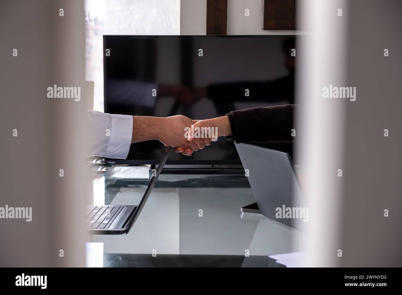 Arab shaking hands friendly and lovely Stock Photo