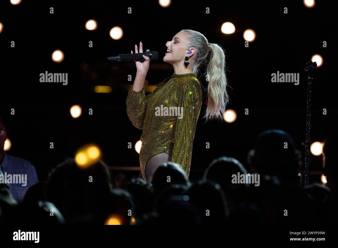 Country singer and show host KELSEA BALLERINI performs at a Country Music Television (CMT) highlights taping at the South Mall on the University of Texas campus April 3, 2024. The CMT Awards return to Austin, the self-proclaimed Live Music Capital of the World, with a live show on April 7, 2024. Credit: Bob Daemmrich/Alamy Live News Stock Photo