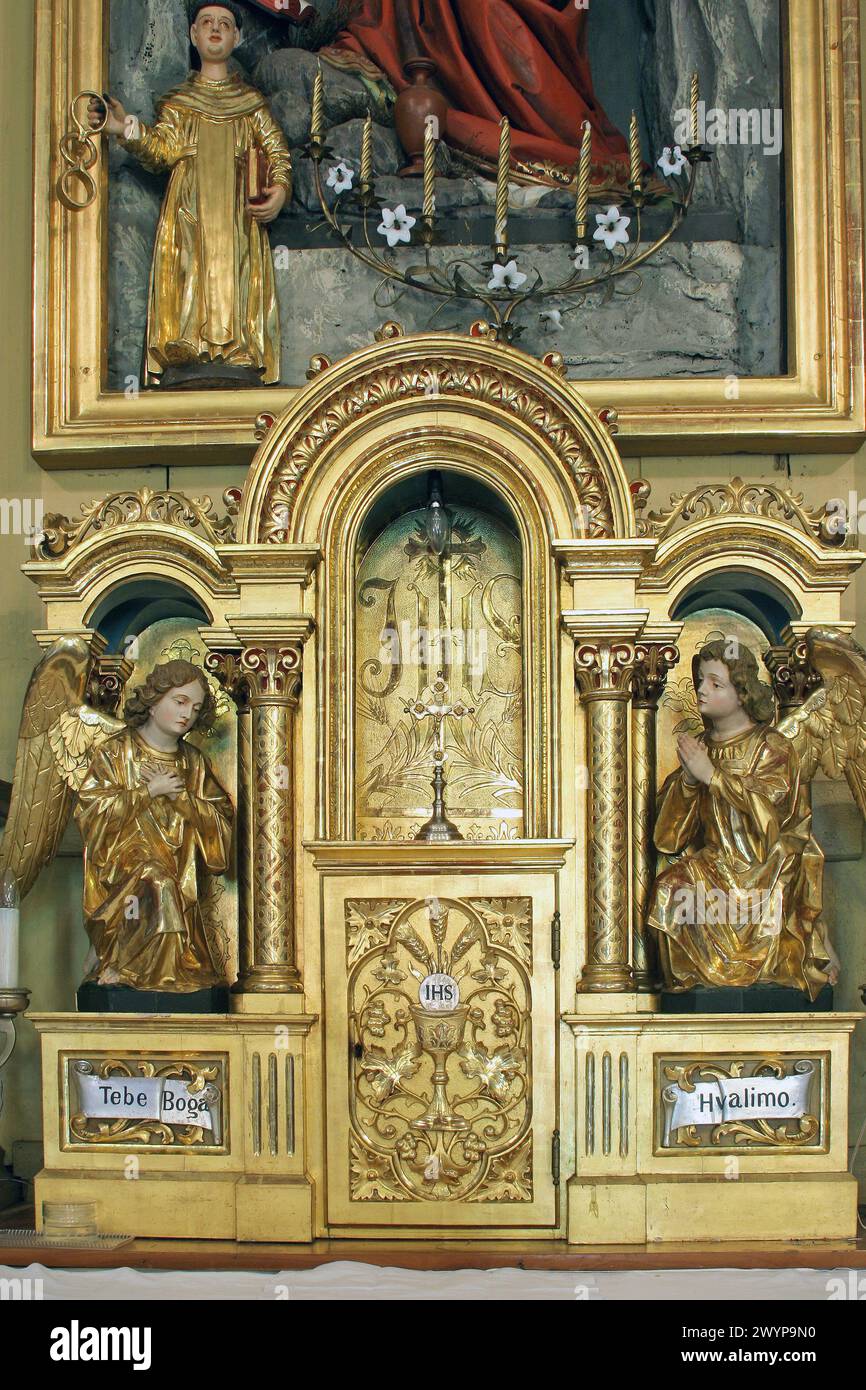Tabernacle on the main altar in the parish church of Saint Mary Magdalene in Prilisce, Croatia Stock Photo