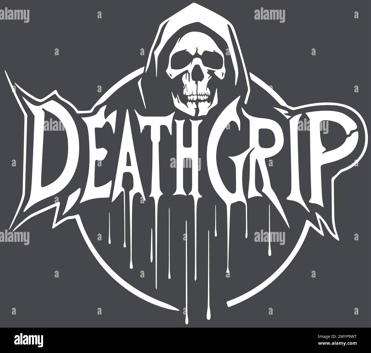 Death in a Hooded Cloak with Inscription Stock Vector