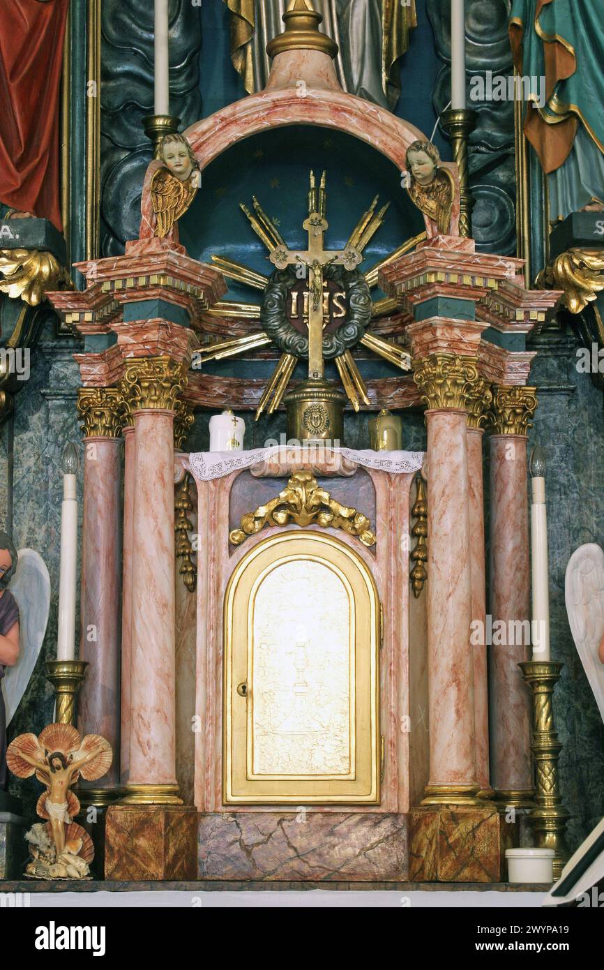 Tabernacle on the main altar in the parish church of the Immaculate Conception in Mace, Croatia Stock Photo