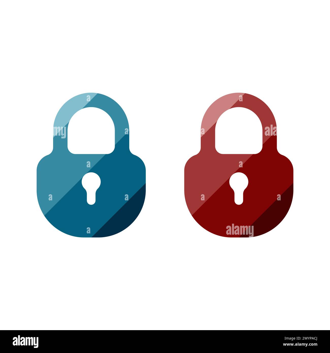 Red and blue lock vector icon. Lock protection symbols are colored. Alarm icon red and blue color vector. Stock Vector
