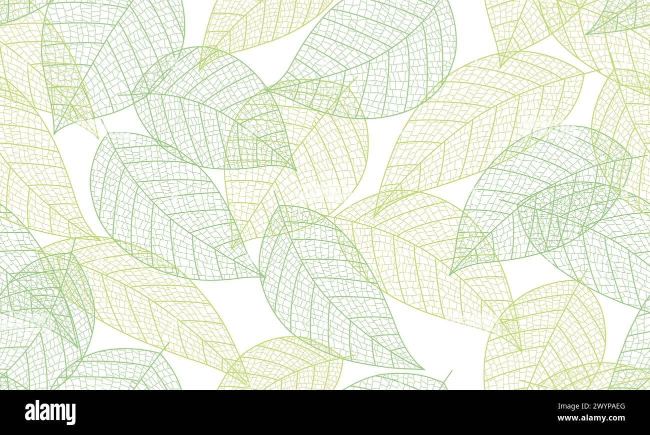 Horizontally And Vertically Repeatable Vector Seamless Background Illustration With Leaf Veins Silhouette Pattern Isolated On A White Background. Stock Vector