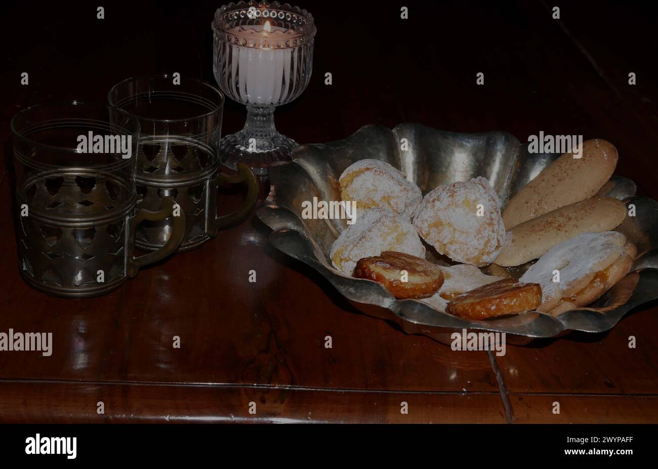 Table set for dinner Stock Photo