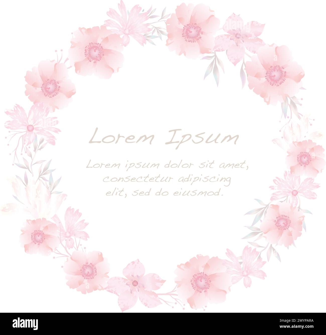 Vector Watercolor Round Floral Frame Isolated On A White Background ...