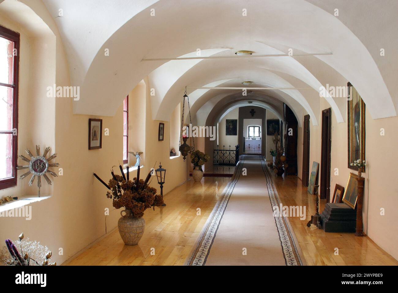 Corridor in the Franciscan monastery in Krapina, Croatia Stock Photo
