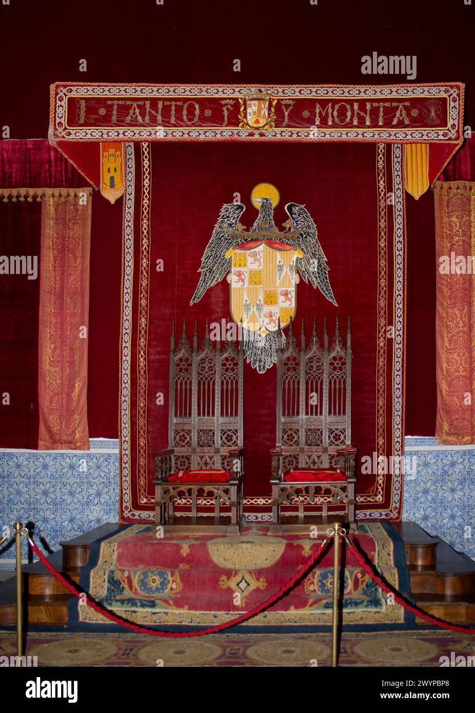 Throne of the Catholic Monarchs Isabella I of Castile and Ferdinand II of Aragon Stock Photo