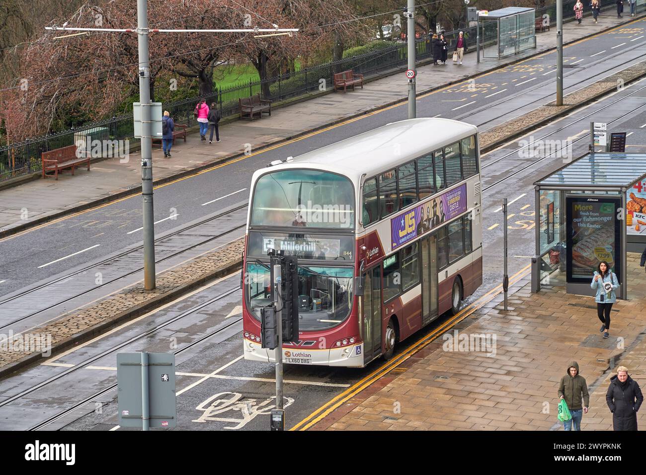 Double decker bus on Princes Street in Edinburgh, Scotland, UK Stock Photo
