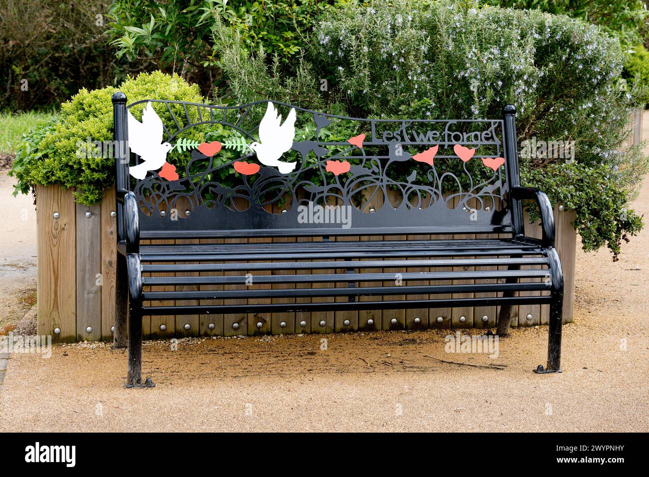 A bench in the Armed Forces Community Garden, Hillfield Park, Monkspath ...