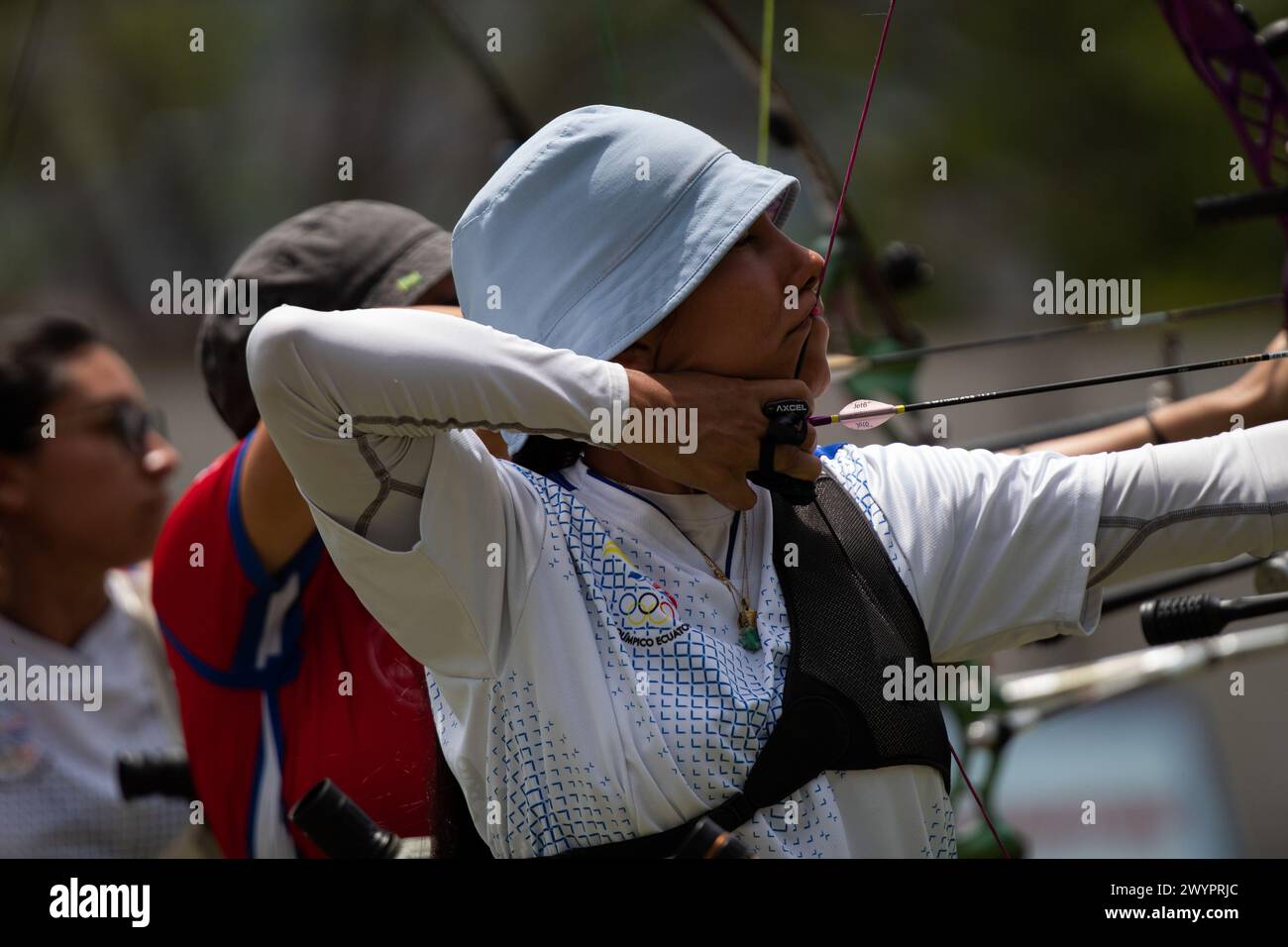 Medellin, Colombia. 07th Apr, 2024. Archers participate during Panamerican Archery contest in Medellin, Colombia, April 7, 2024, that grants a place in the 2024 Olympics. Photo by: Camilo Moreno/Long Visual Press Credit: Long Visual Press/Alamy Live News Stock Photo