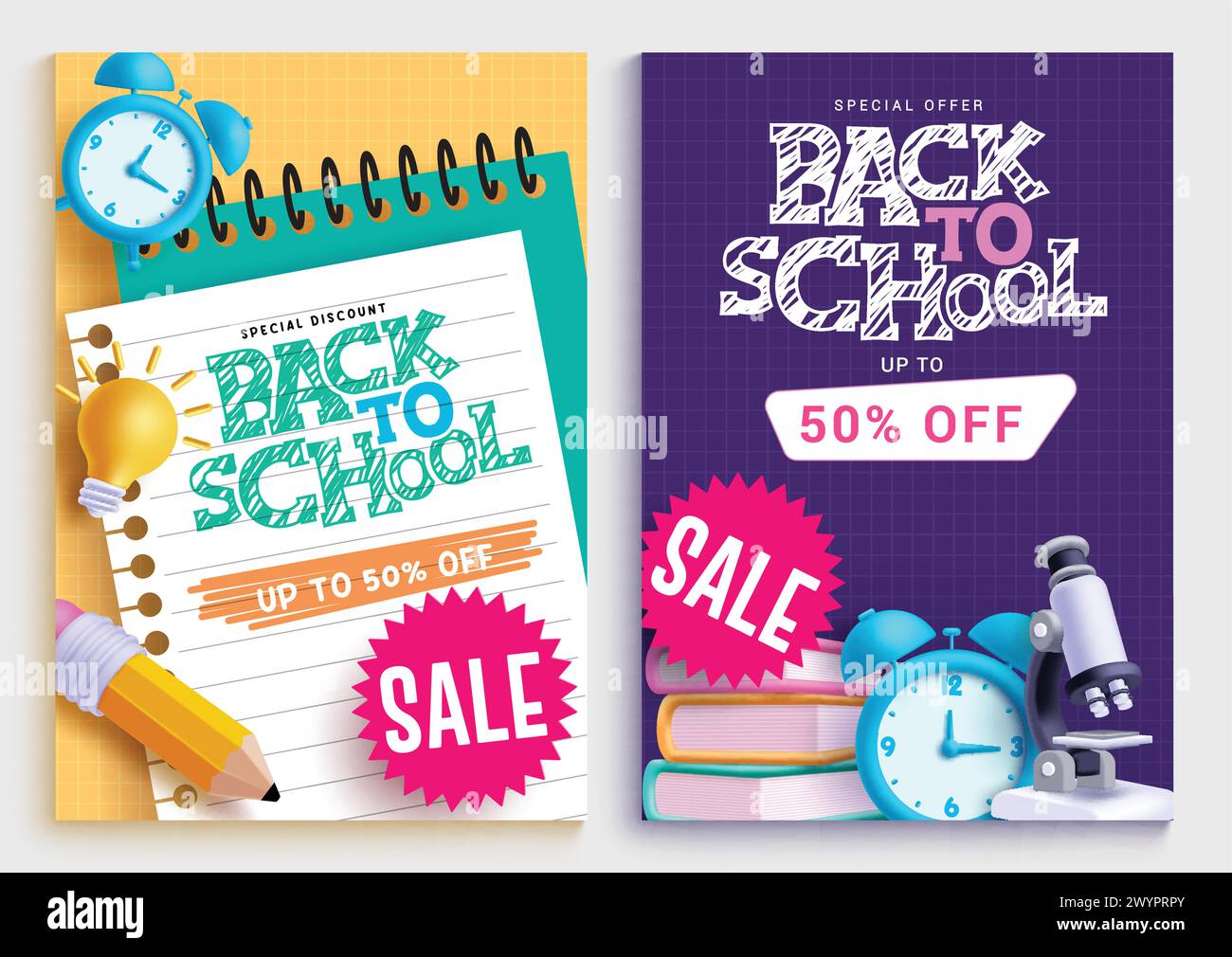 Back to school sale text vector banner. School promotion clearance