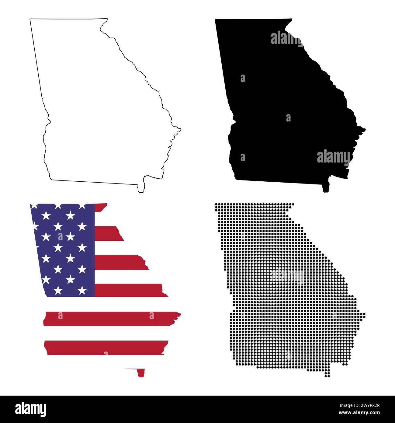 Set of Georgia map, united states of america. Flat concept icon vector ...