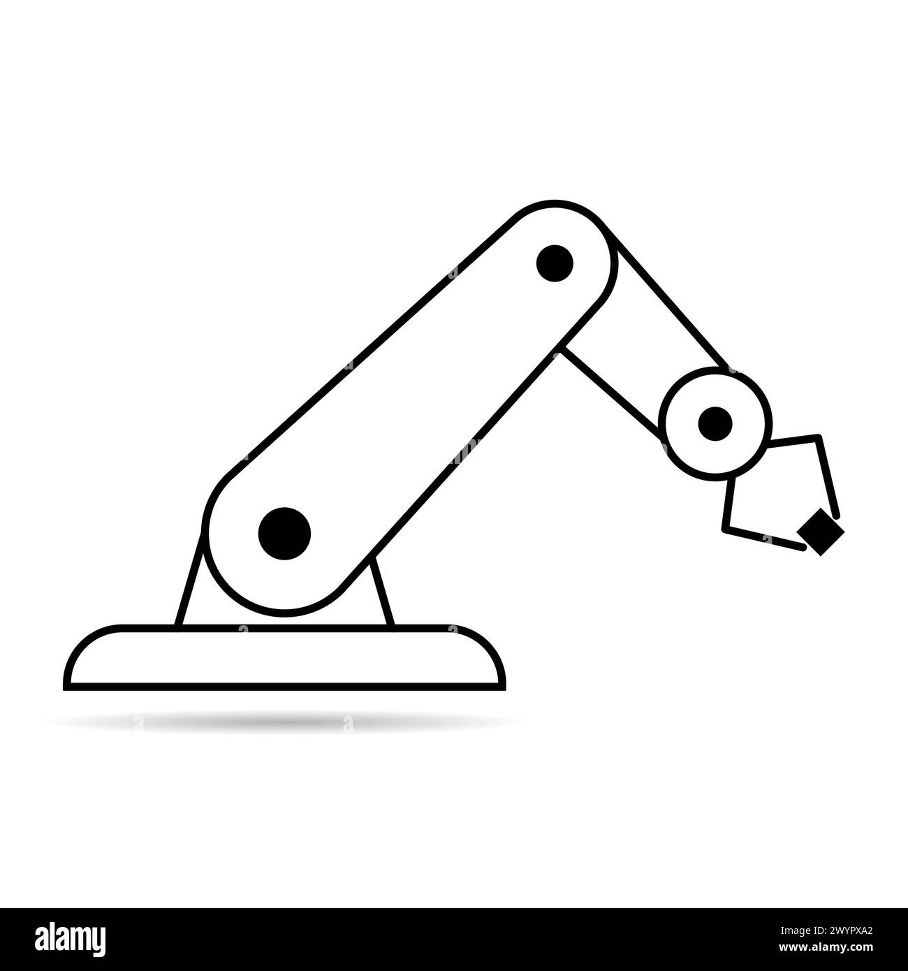 Mechanical robot arm machine shadow icon, technology hydraulic robotic ...