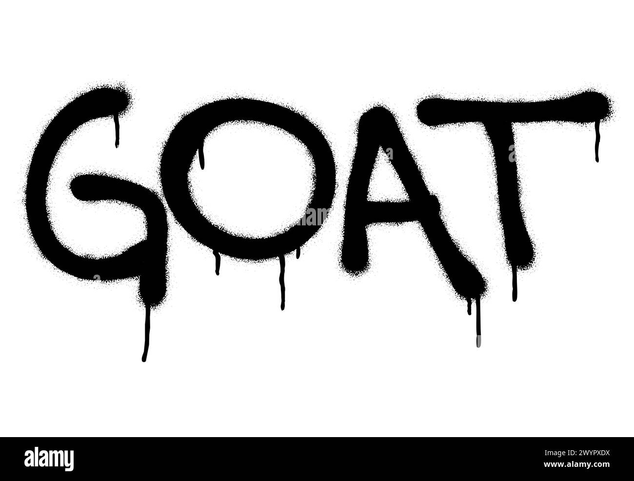 Spray graffiti word GOAT and abbreviation Great Of All Times Stock Vector