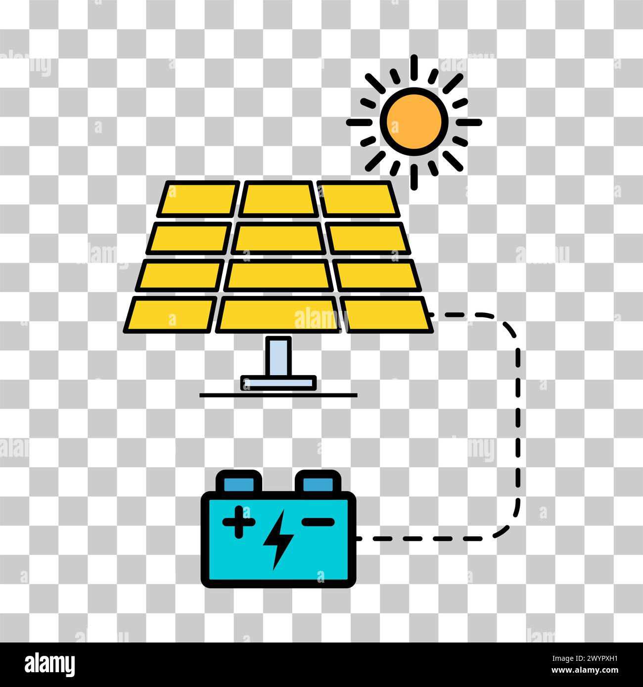 Solar panel icon, green power technology, ecology alternative energy ...
