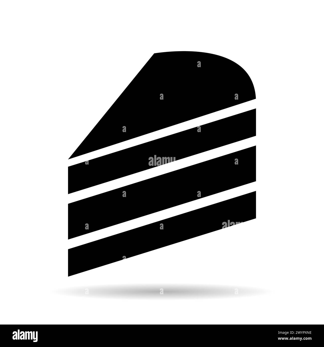 Sweet cake icon shadow, bakery dessert food symbol, happy birthday day ...