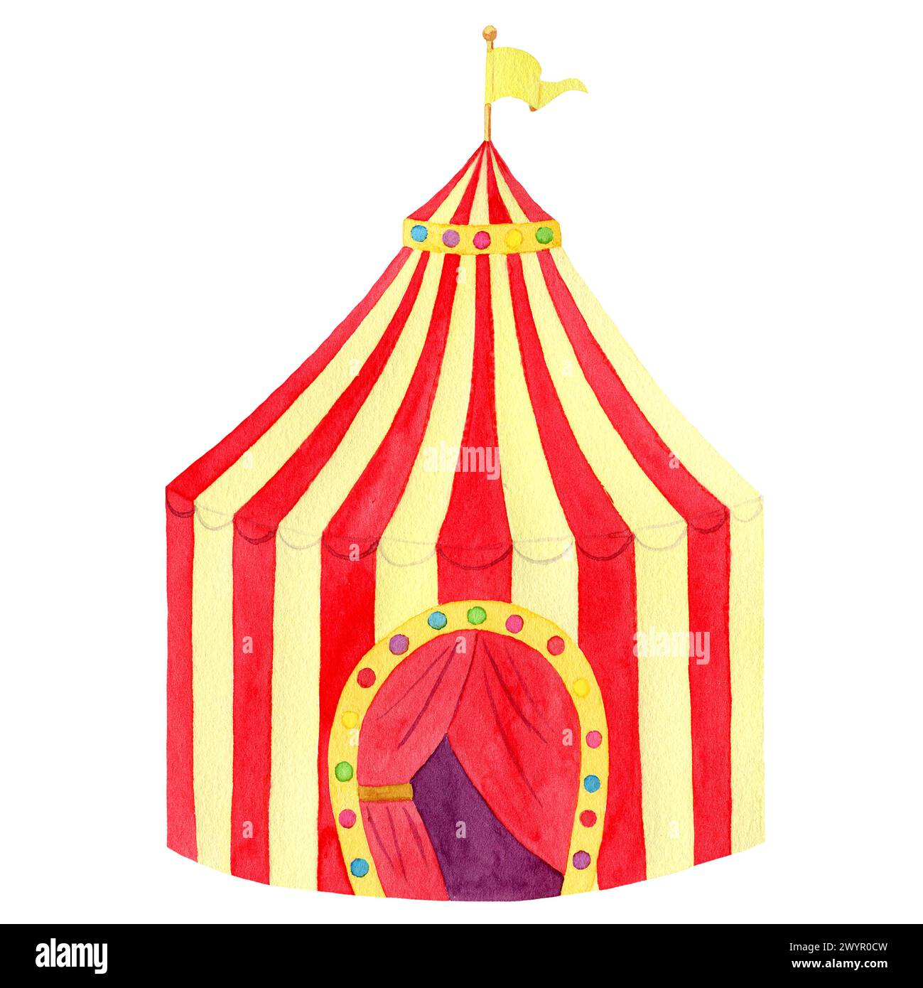 Circus tent hand drawn with watercolor isolated on white background ...