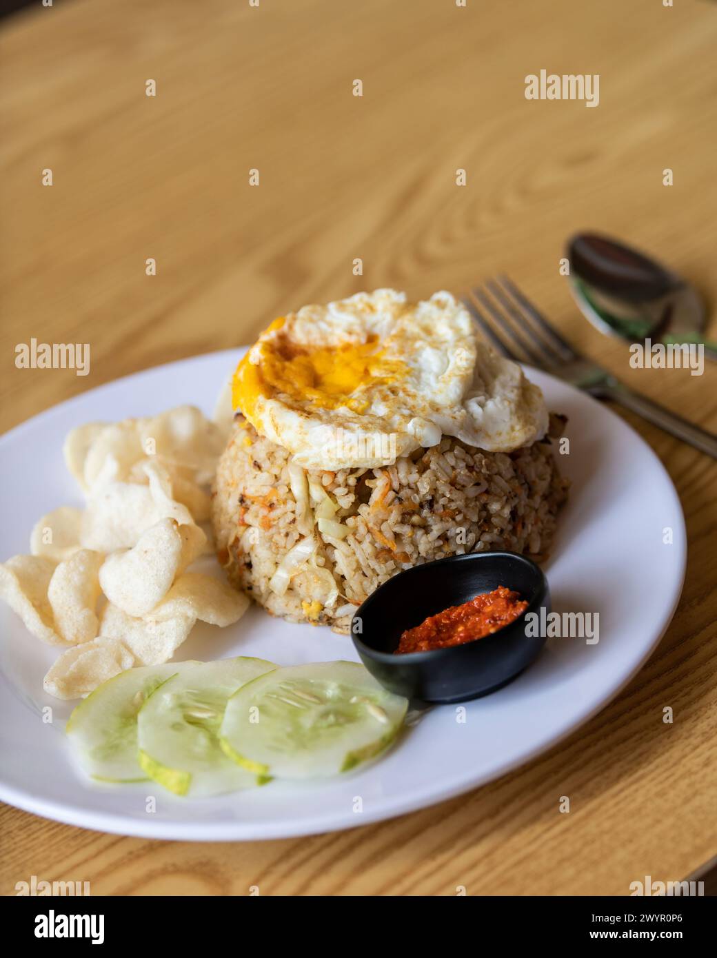 Nasi Goreng Fried Rice with vegetables and egg, Sarawak, Borneo ...