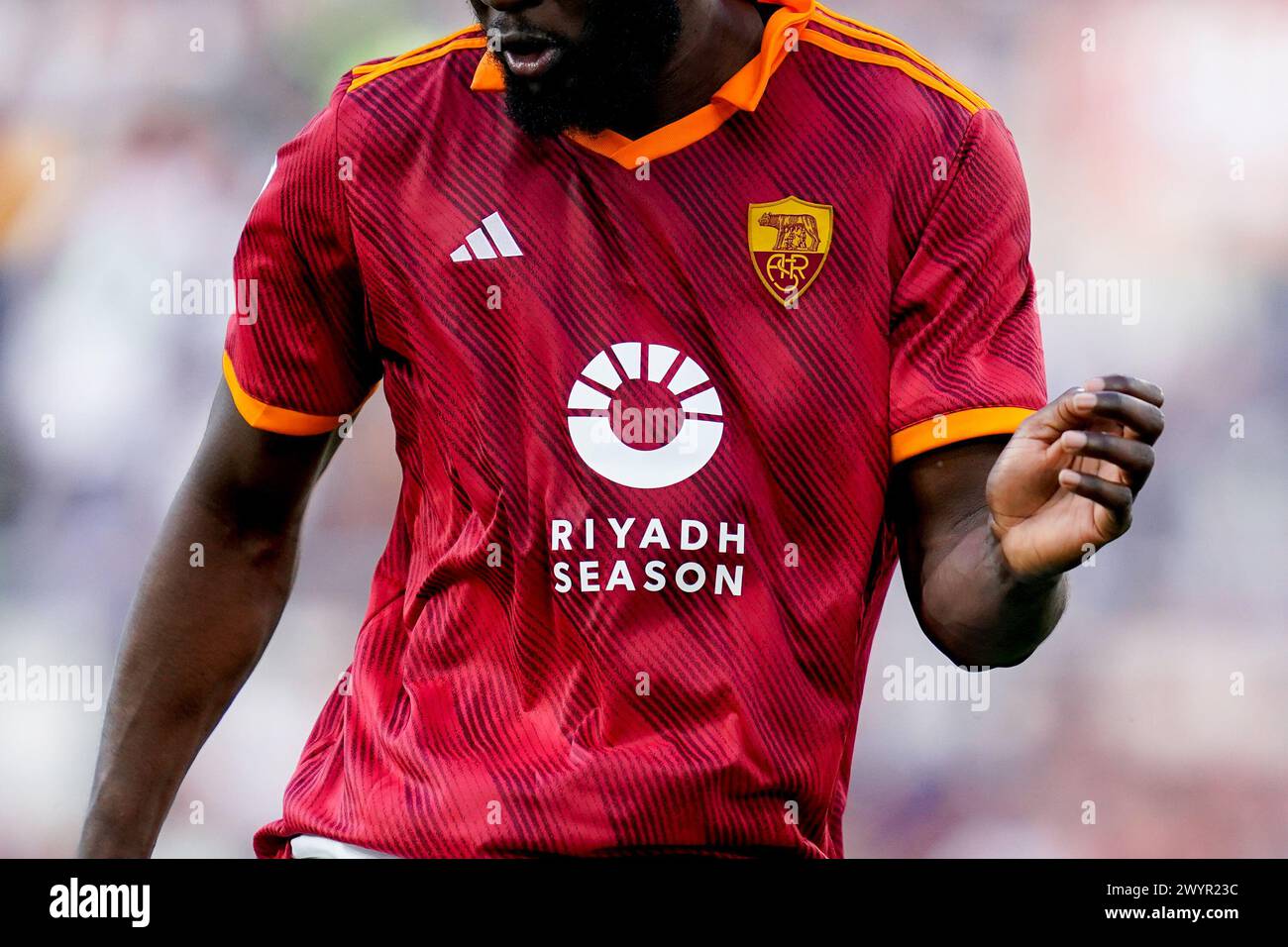 Close Up of AS Roma shirt during the UEFA Conference League Final