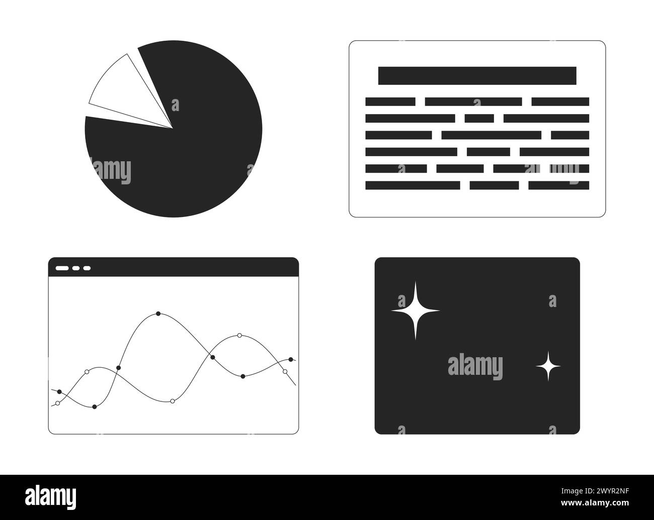 Infographic web pages black and white 2D line cartoon objects set. Pie ...