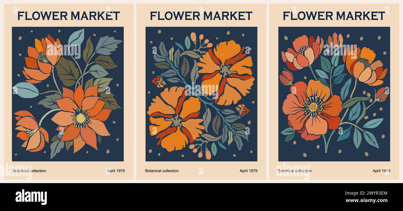 Set Of Abstract Flower Market Vector Art Posters Stock Vector Image set-of-abstract-flower-market-vector-art-posters-stock-vector-image