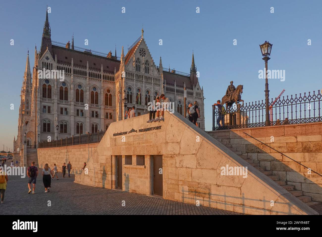 Hungary, Budapest, the Neo-Gothic Hungarian Parliament building. The Hungarian Parliament Building also known as the Parliament of Budapest after its Stock Photo