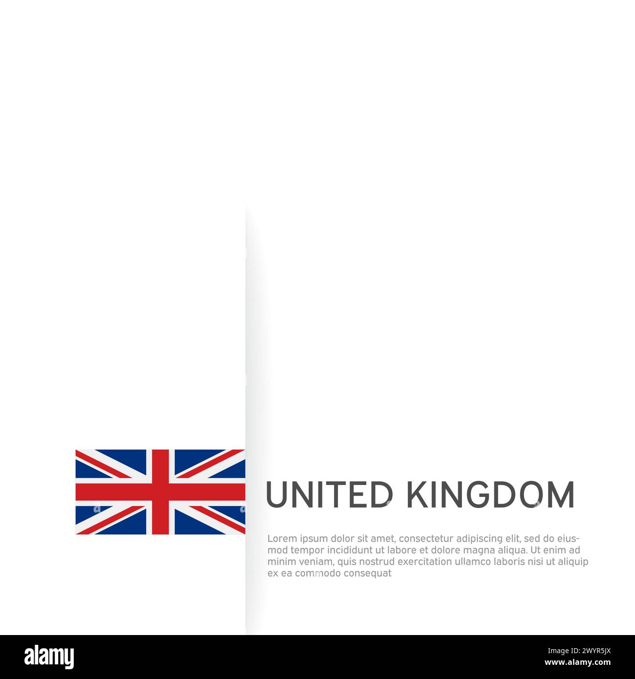 United Kingdom flag background. State patriotic great britain banner, cover. Document template with uk flag, white background. National uk poster Stock Vector