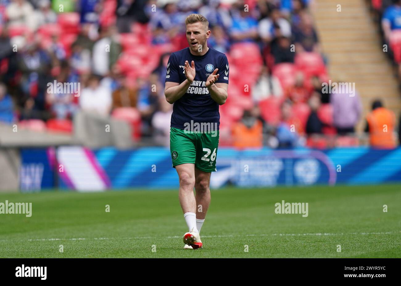 LONDON, ENGLAND - APRIL 7: Jason McCarthy of Wycombe Wanderers warming up prior to the Bristol Street Motors Trophy Final between Peterborough United and Wycombe Wanderers at Wembley Stadium on April 7, 2024 in London, England. (Photo by Dylan Hepworth/MB Media) Stock Photo