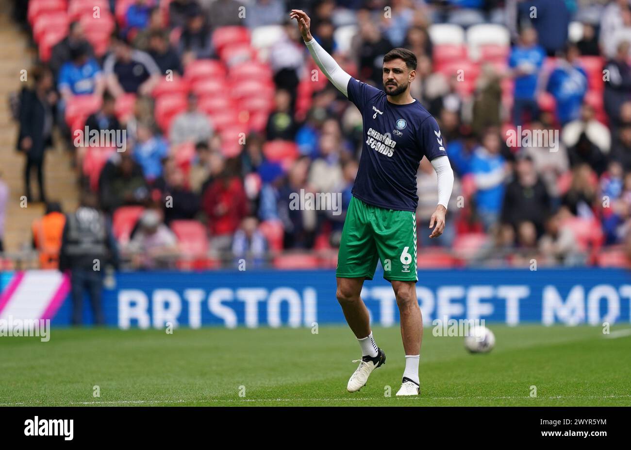 LONDON, ENGLAND - APRIL 7: Ryan Tafazolli of Wycombe Wanderers warming up prior to the Bristol Street Motors Trophy Final between Peterborough United and Wycombe Wanderers at Wembley Stadium on April 7, 2024 in London, England. (Photo by Dylan Hepworth/MB Media) Stock Photo