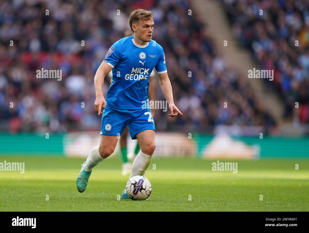 LONDON, ENGLAND - APRIL 7: Archie Collins of Peterborough United during the Bristol Street Motors Trophy Final between Peterborough United and Wycombe Wanderers at Wembley Stadium on April 7, 2024 in London, England. (Photo by Dylan Hepworth/MB Media) Stock Photo