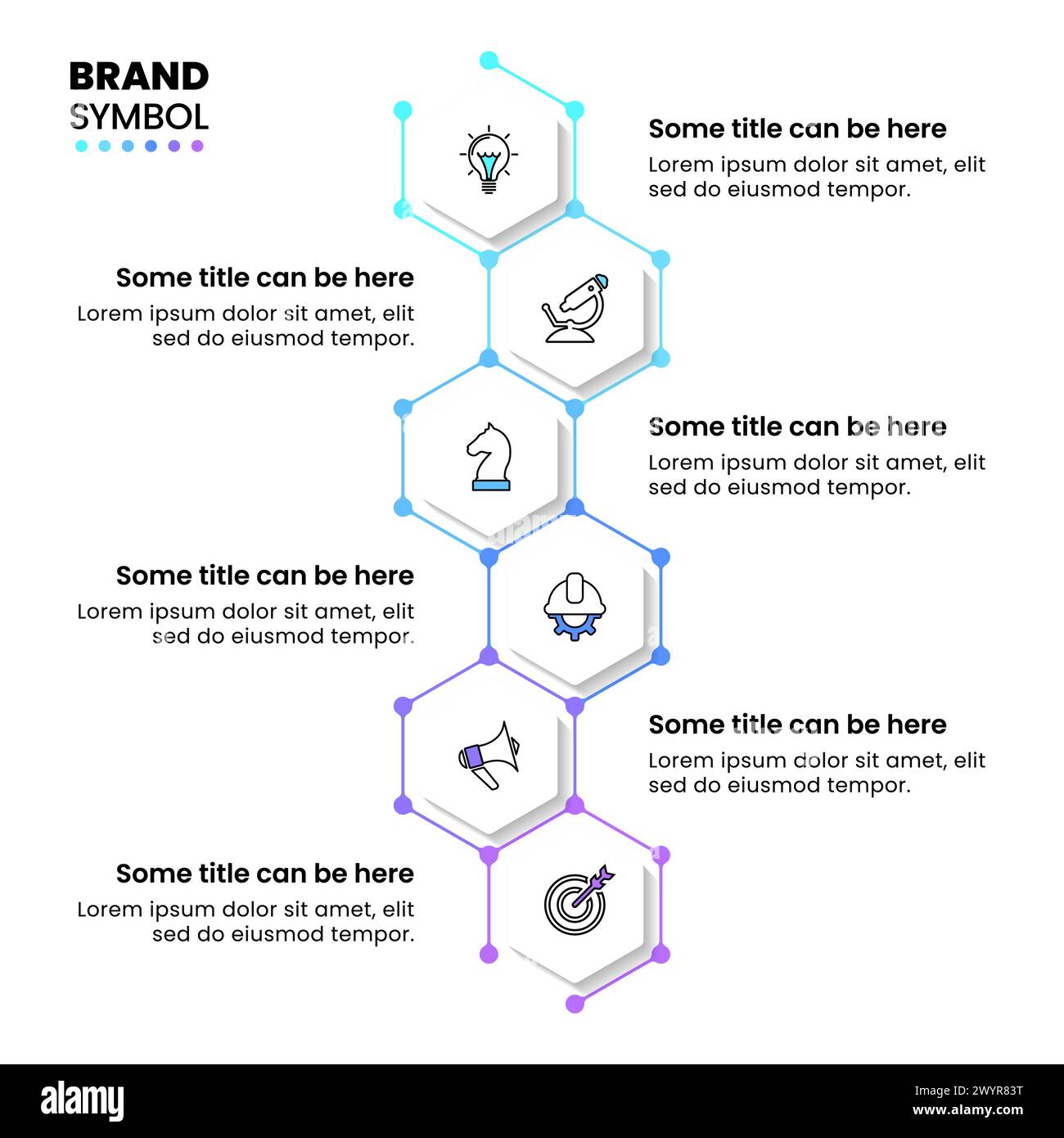 Infographic template with icons and 6 options or steps. Hexagons. Can ...