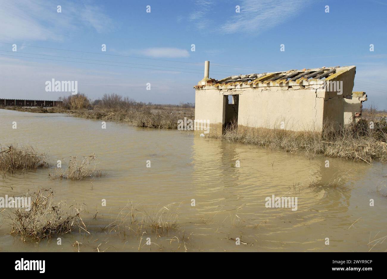 Ebro River floodings. Feb. 2003. Pina de Ebro, Zaragoza province. Spain. Stock Photo