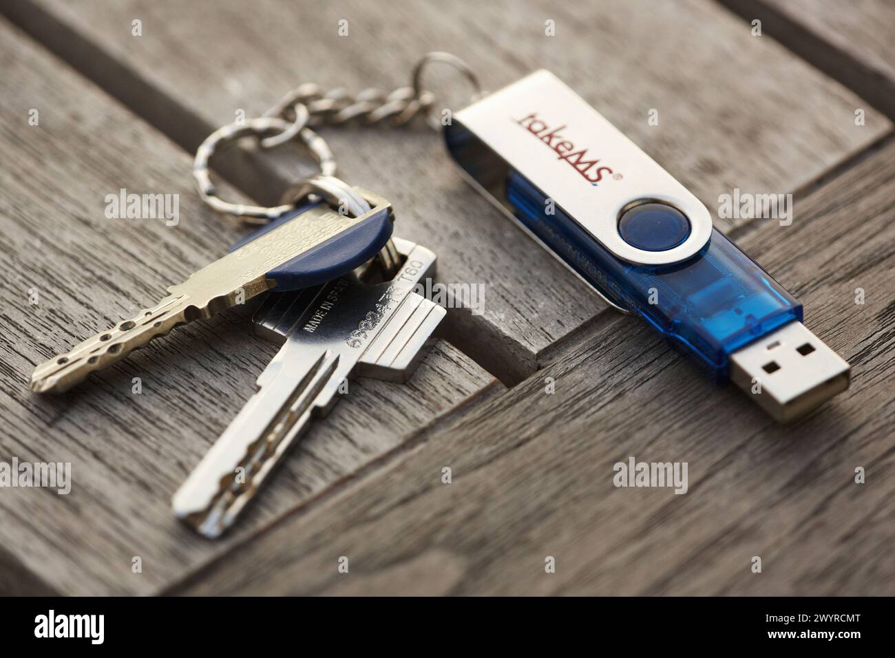 Key ring with USB, pendrive. Stock Photo