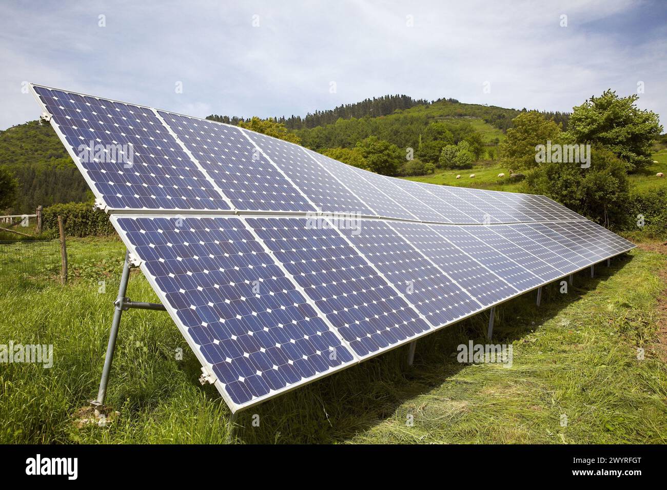 Solar panels, Beizama, Guipuzcoa, Basque Country, Spain. Stock Photo