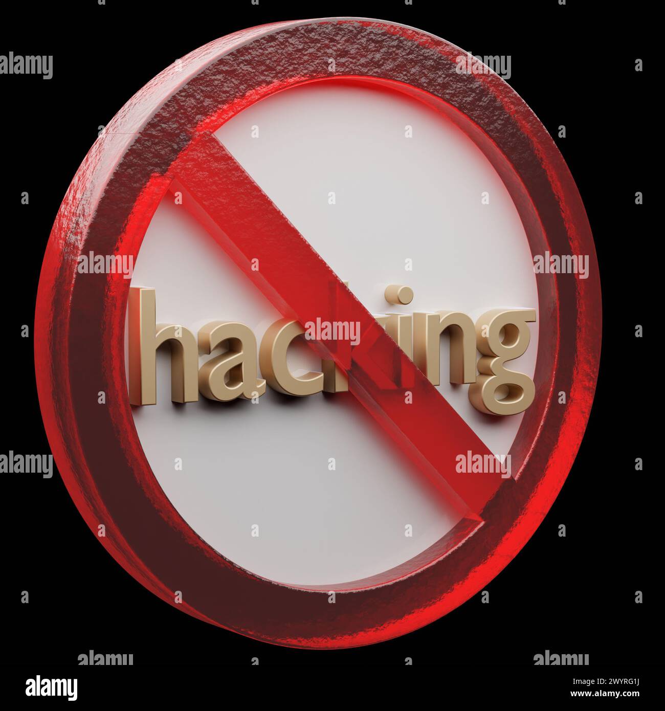 Beautiful abstract illustration hacking Forbidden, prohibiting sign ...