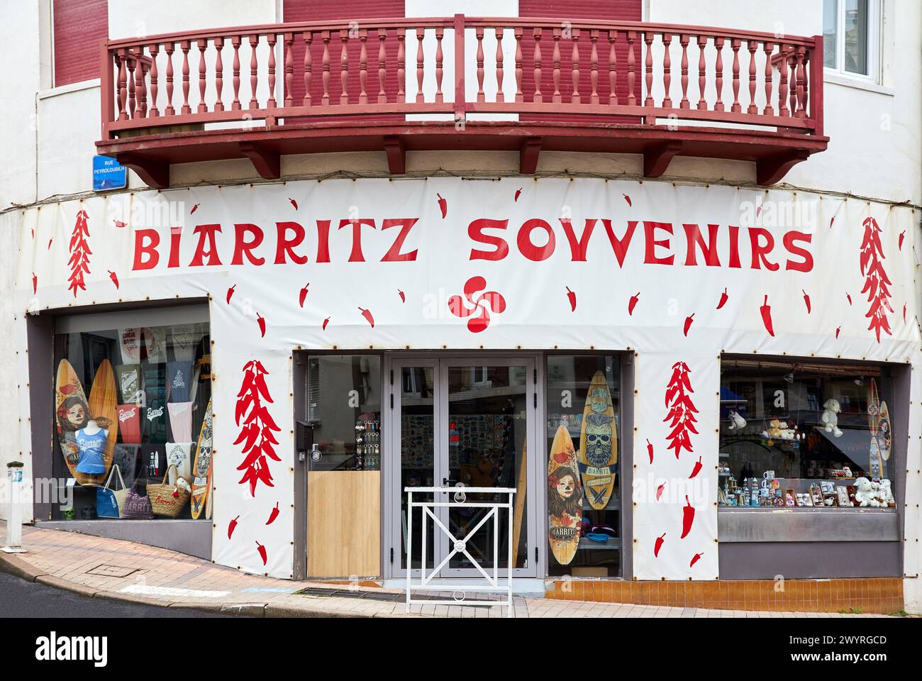 Souvenirs, Rue Mazagran, Near Port Vieux, Biarritz, Basque Country, Pyrenees Atlantiques, France, Europe. Stock Photo