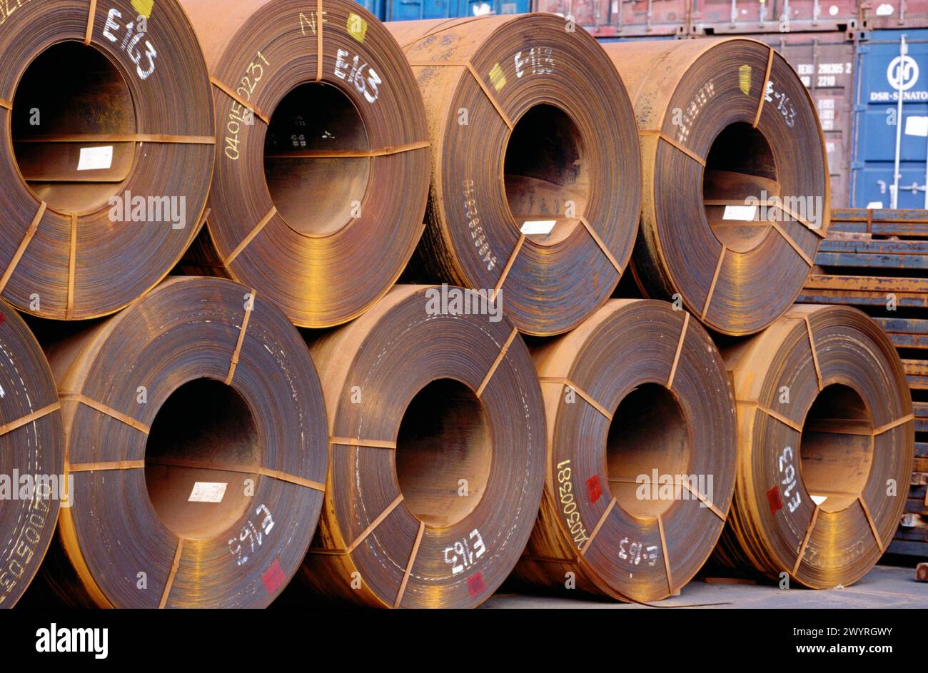 Steel sheet rolls. Bilbao. Spain. Stock Photo